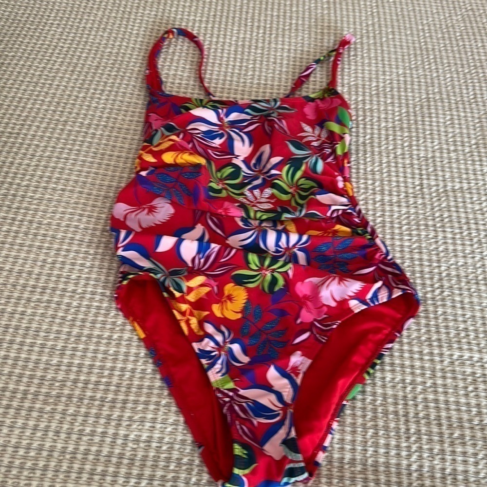 Caribbean Joe red tropical print one piece